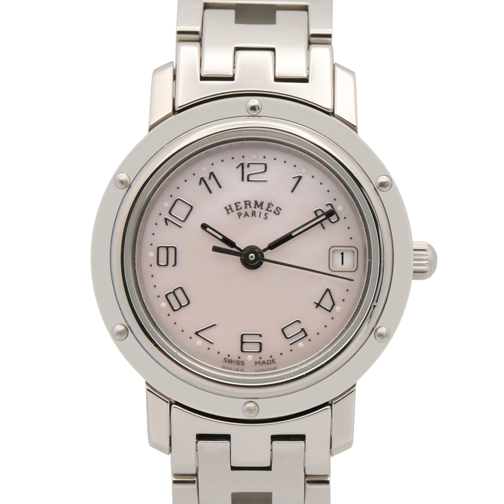 Hermes Clipper Nacre Watch, Stainless Steel, Women's, Pink/Pink Shell, CL4.210